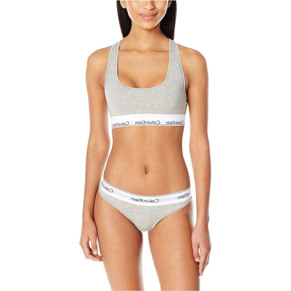 Calvin Klein Womens Modern Cotton Bralette and Bikini Set  Grey Heather  L