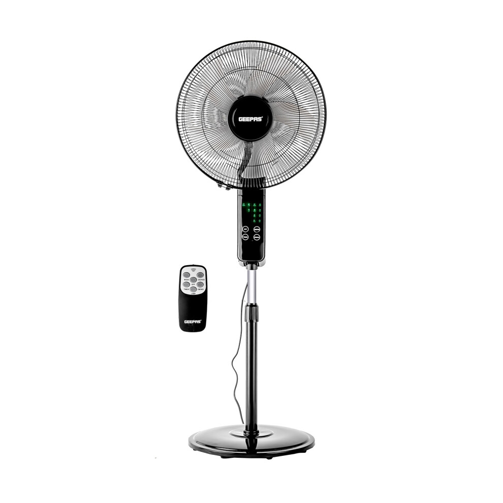 Geepas 16" Oscillating Pedestal Fan With Remote Control Floor Standing