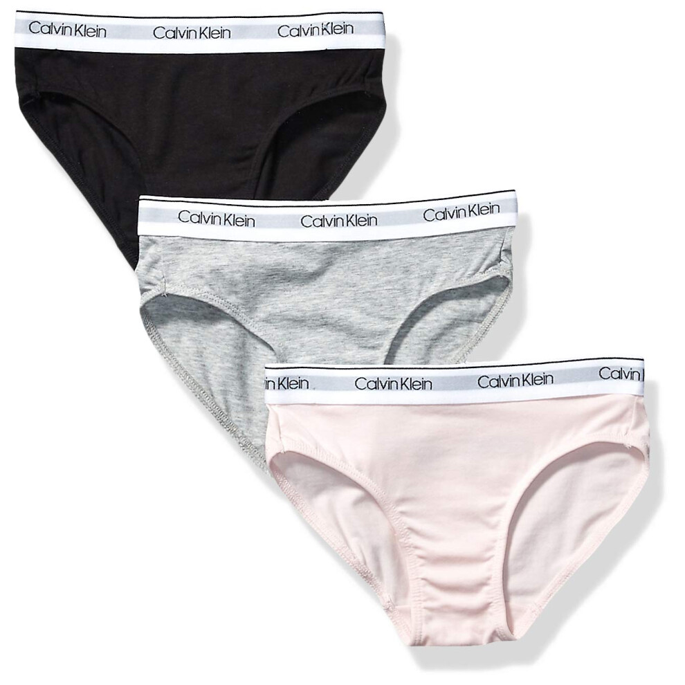 Calvin Klein Girls Little Modern Cotton Bikini Panty Underwear  3 PackBlack  Crystal Pink  Heather Grey  Small