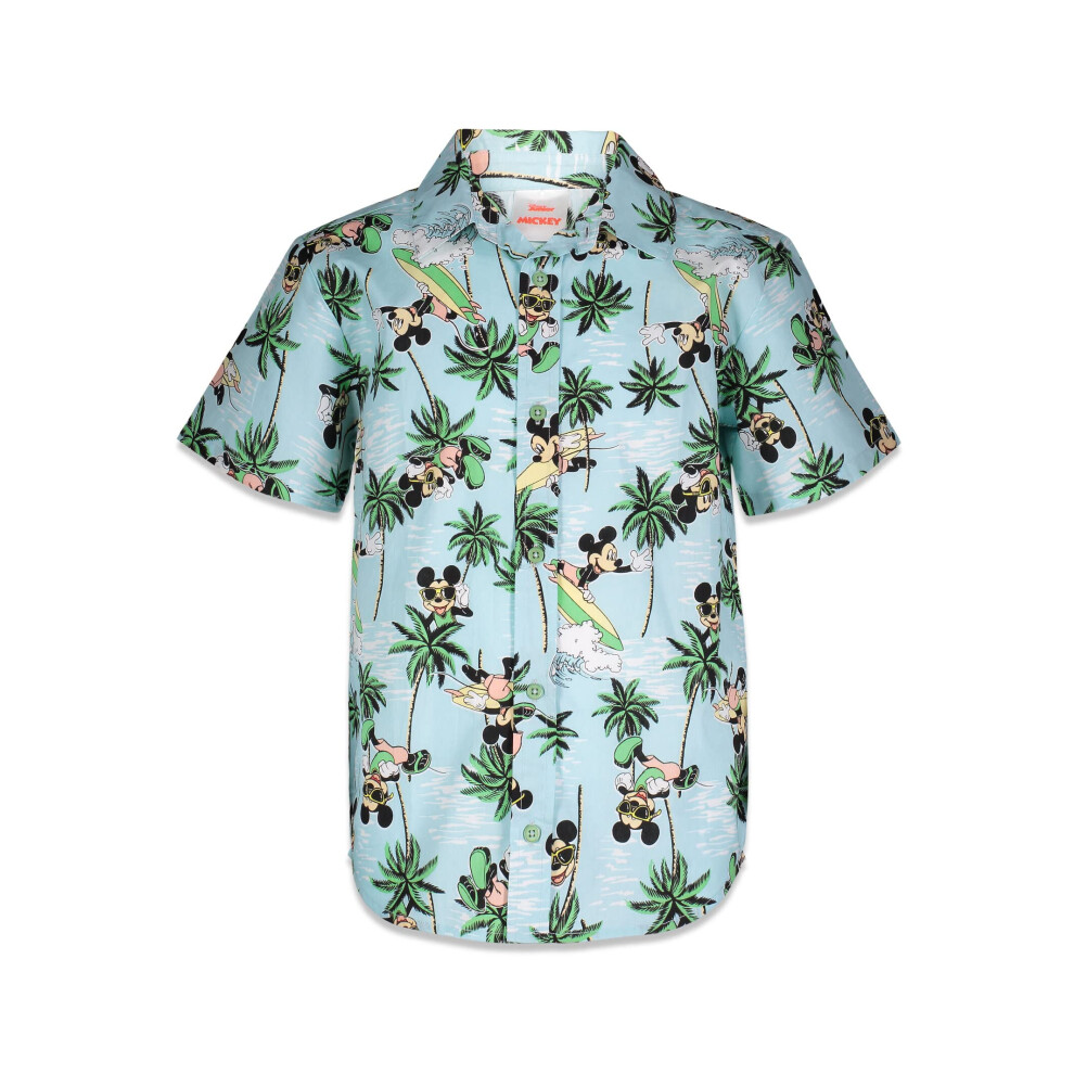 Disney Mickey Mouse Toddler Boys Hawaiian Button Down Dress Shirt 2T