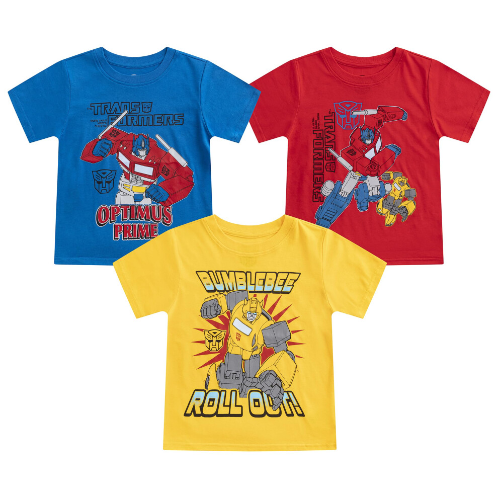 Transformers Hasbro One Boys 3 Pack Short Sleeve T-Shirts for Little Kids Blue