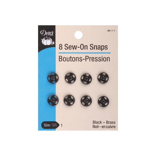 Dritz 80-1-1 SEW-ON SNAPS Sort st?rrelse 1 8-t?lling