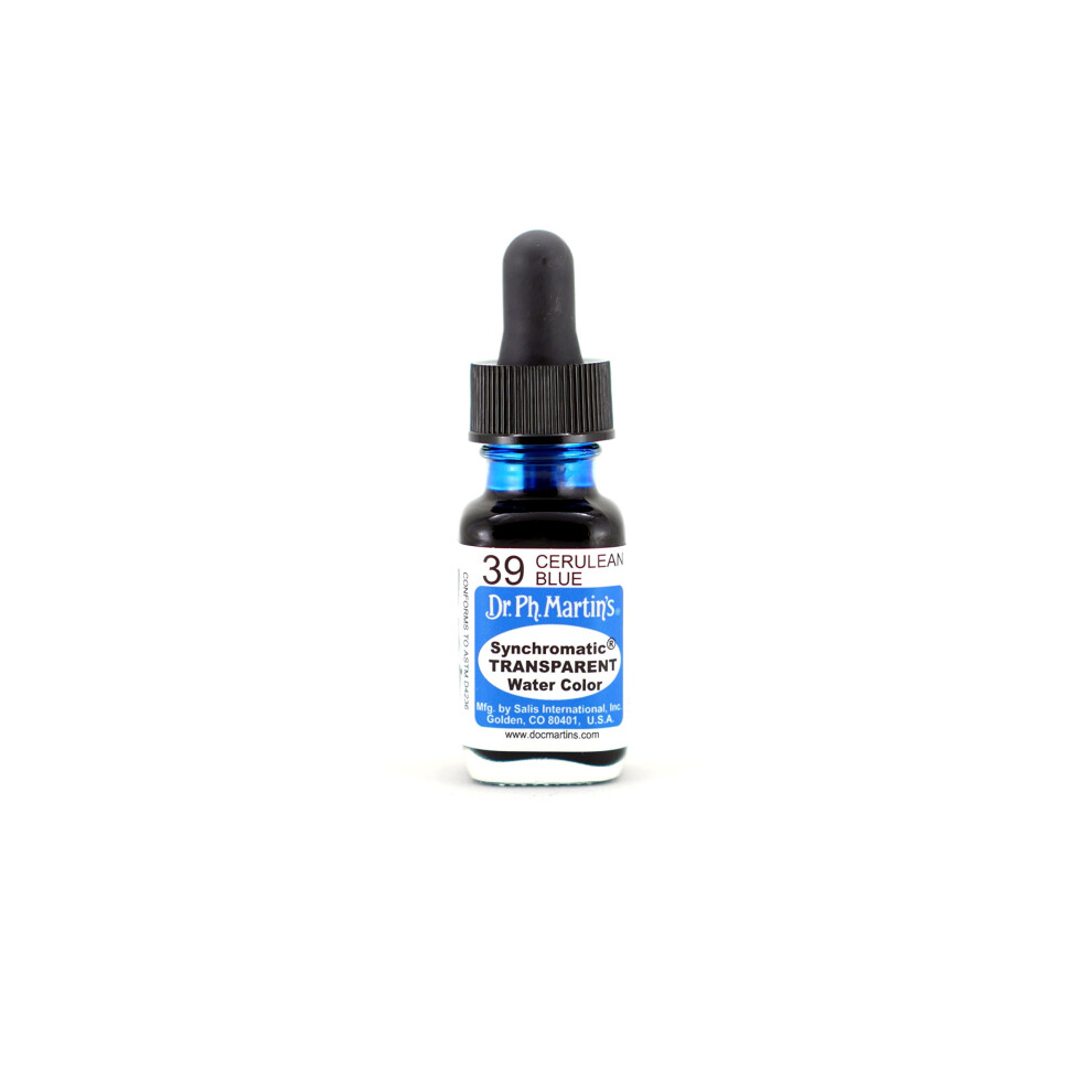 Dr Ph Martins Synchromatic Transparent Water Color 39 Watercolor Bottle  05 oz  Cerulean Blue