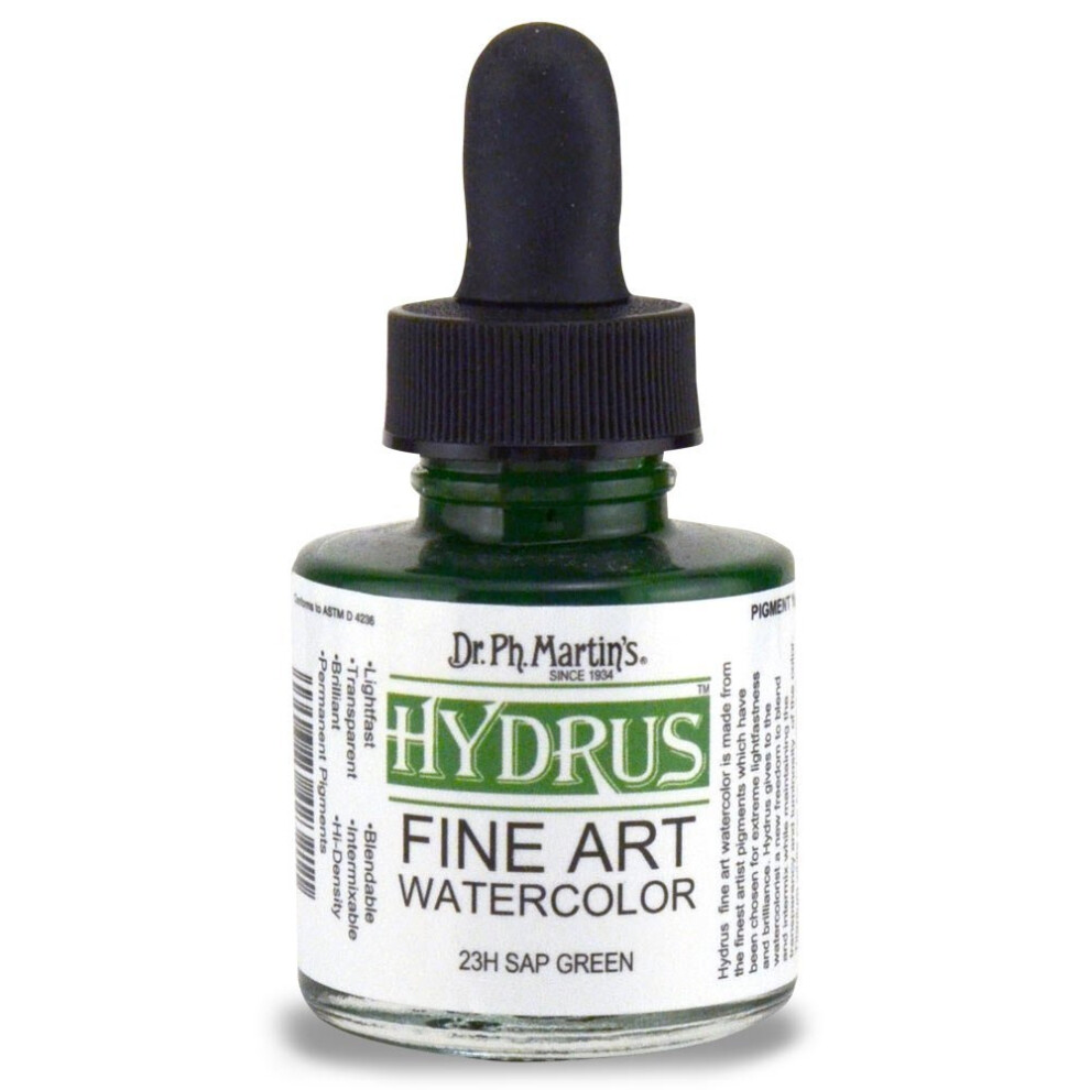 Dr Ph Martins Hydrus Fine Art Watercolor 23H Watercolor Bottle  10 oz  Sap Green  1 Bottle