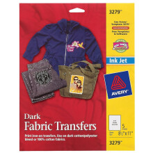 Avery Dark Fabric Transfers fr blckstrleskrivare 8 1/2 x 11 Vit 5/Pack