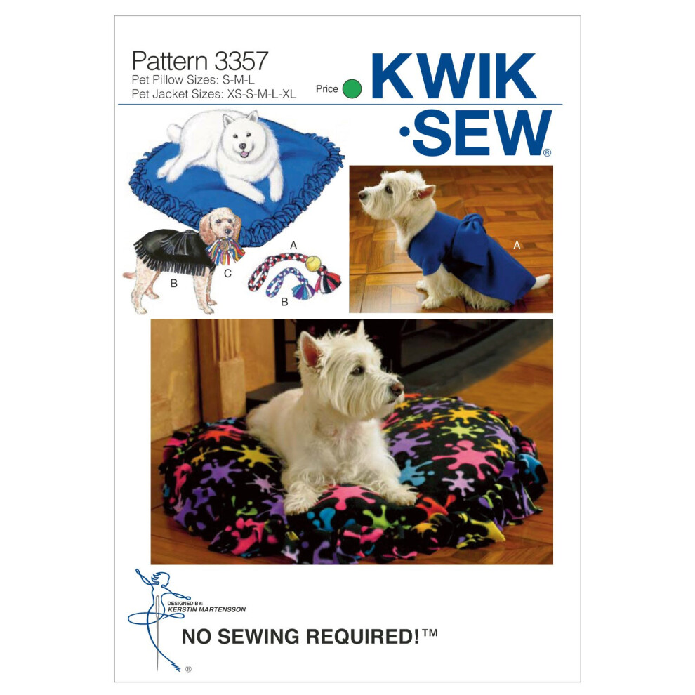 KWIK-SEW PATTERNS K3357 Crafts Pet Pillows  Jackets and Toys  Size XS-S-M-L-XL-image-OPC-PFSXPDW-NEW