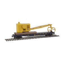 Walthers Train Line Flatcar cu explozie gata de rulare a macaralei - Chessie/Baltimore ?i Ohio 9151 albastru ?i galben