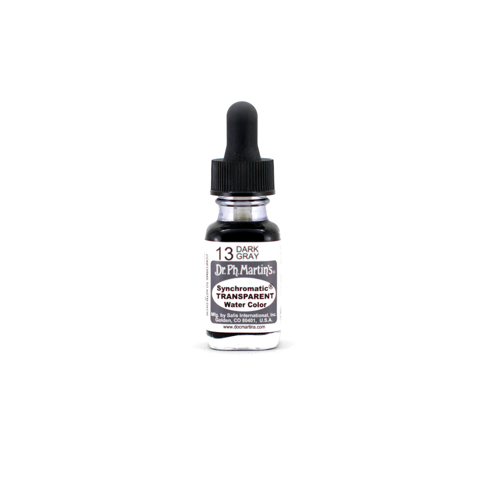 Dr Ph Martins Synchromatic Transparent Water Color 13 Watercolor Bottle  05 oz  Dark Gray  1 Bottle