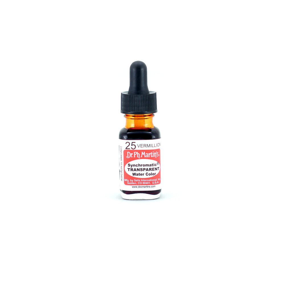 Dr Ph Martins Synchromatic Transparent Water Color 25 Watercolor Bottle  05 oz  Vermillion