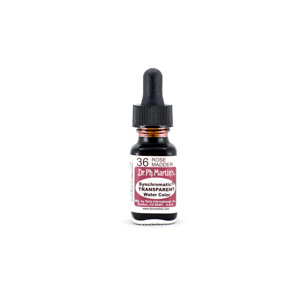 Dr Ph Martins Synchromatic Transparent Water Color 36 Watercolor Bottle  05 oz  Rose Madder