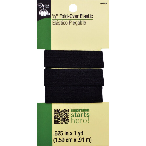 Dritz dobra x 7 el   stico preto 5/8 polegadas por 1 jardas