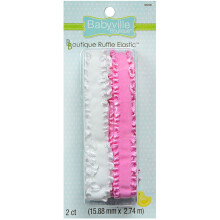 Babyville Boutique 35258 Volante el   stico rosa/blanco