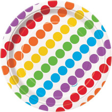 Unique Rainbow Party Round Dessert Paper Plates 7"" Multicolor