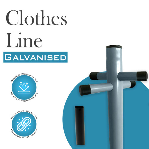 Large Metal Washing Line 2.4m Post Support Pole 1