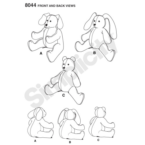 Simplicity US8044OS Modello di cucito per peluche per bambini, uno 2