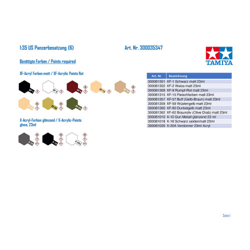 Tamiya Tamiya Models U.S. Tank Crew Set (Teatr Europejski) 2