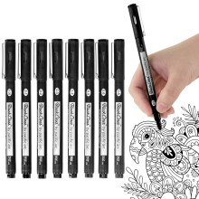 Pacific Arc Blackliner Black Fineliner-pennor Set med 8 olika stora fina ritpennor fr konstnrer Skisspennor Journalingpennor Handbokstavspennor