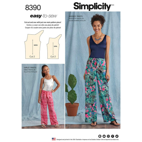 Simplicity Easy to Sew Women's Loose Fitting Pants Sewing Patterns Sizes 7-16