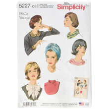 Simplicity US5227OS 1960s Vintage Fashion Ring Turban Dickey Collar and Cuffs Sewing Patterns One Size Only
