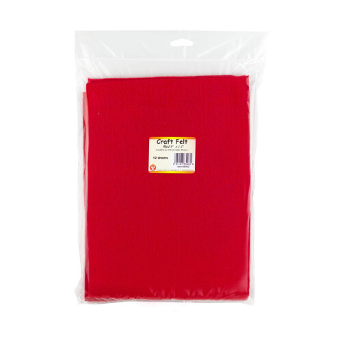 Hygloss Products Φύλλα Τέχνης από Τσόχα 9" x 12", Κόκκινα, (Συσκευασία 12) 2