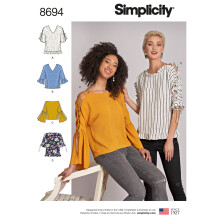 Simplicity Womens Flared Sleeve Blouse Sewing Patterns Sizes 412