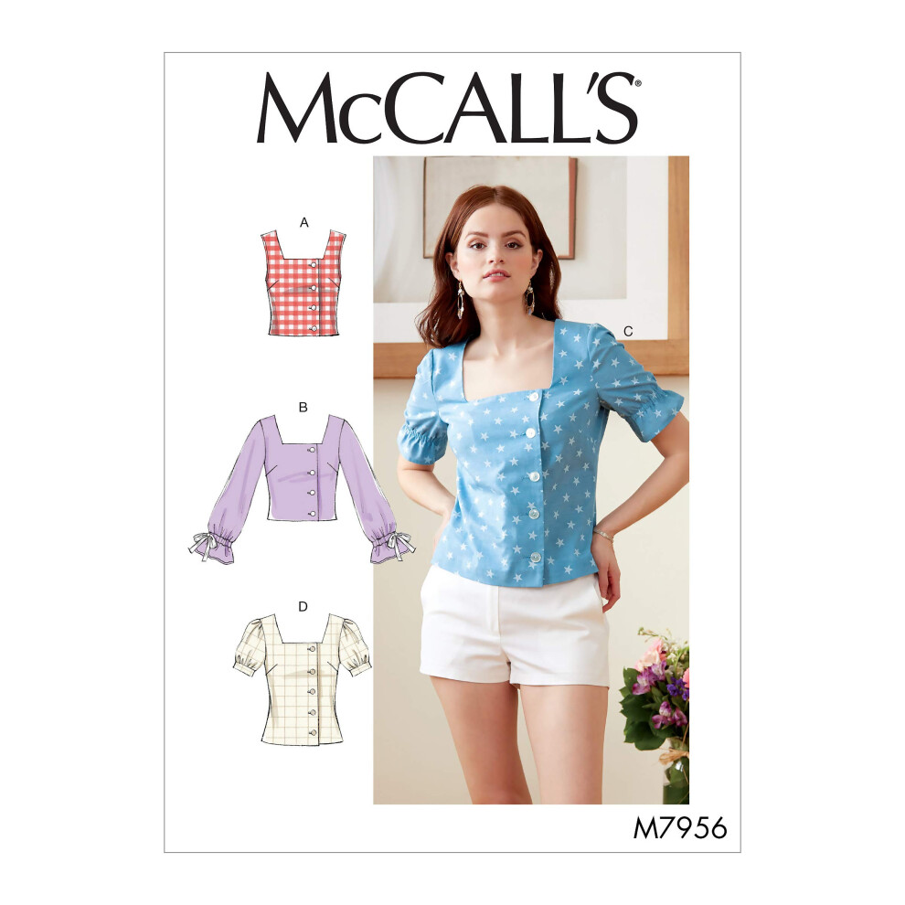 Patron de patrons McCall's M7956AD5 pour femme avec encolure carrée et boutons