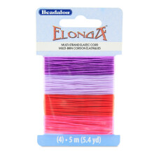 Cordon de ntindere Beadalon Elonga 0,7 mm / 0,028 n pachetul asortat: lila roz ro?u ro?u 5 m 4 yd EA Color