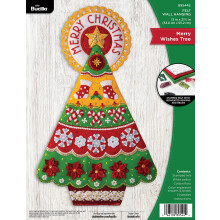 Bucilla Felt Applique Wall Hanging Kit Merry Wishes Tree perfect pentru arte ?i me?te?uguri DIY 89544E