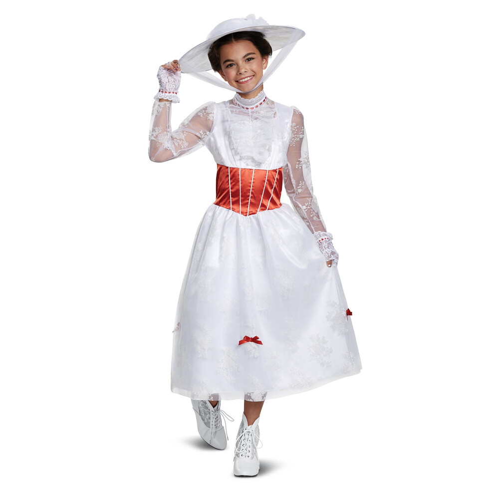 Photos - Fancy Dress Disguise Disney Mary Poppins Deluxe Girls' Costume White Large/ White 66107G(10-12)