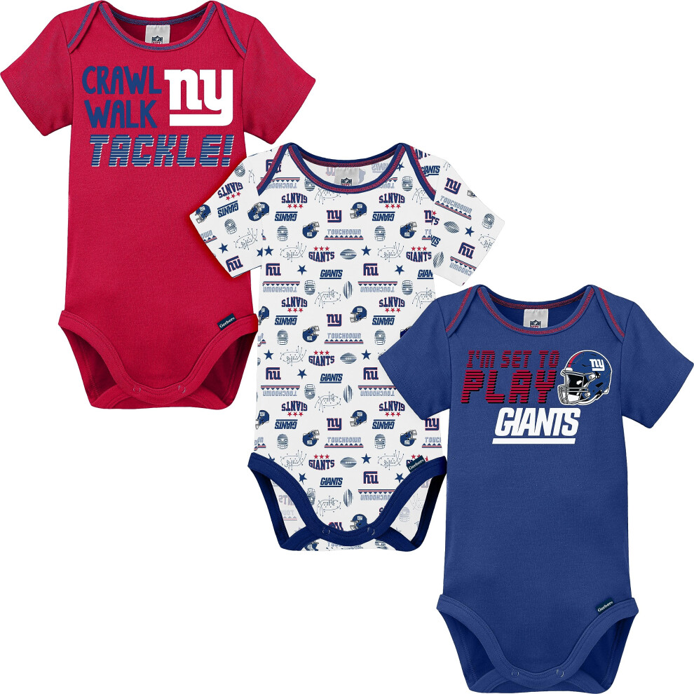 Gerber Unisex Baby Baby Boys NFL 3 Pack Short Sleeve Onesie Bodysuit  Team Color  0-3 Months