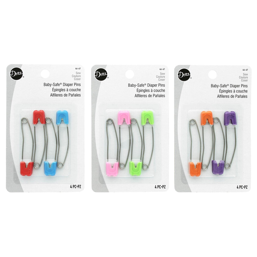 Dritz 46-67 Épingles à couches Baby Safe Brights (4 unités)