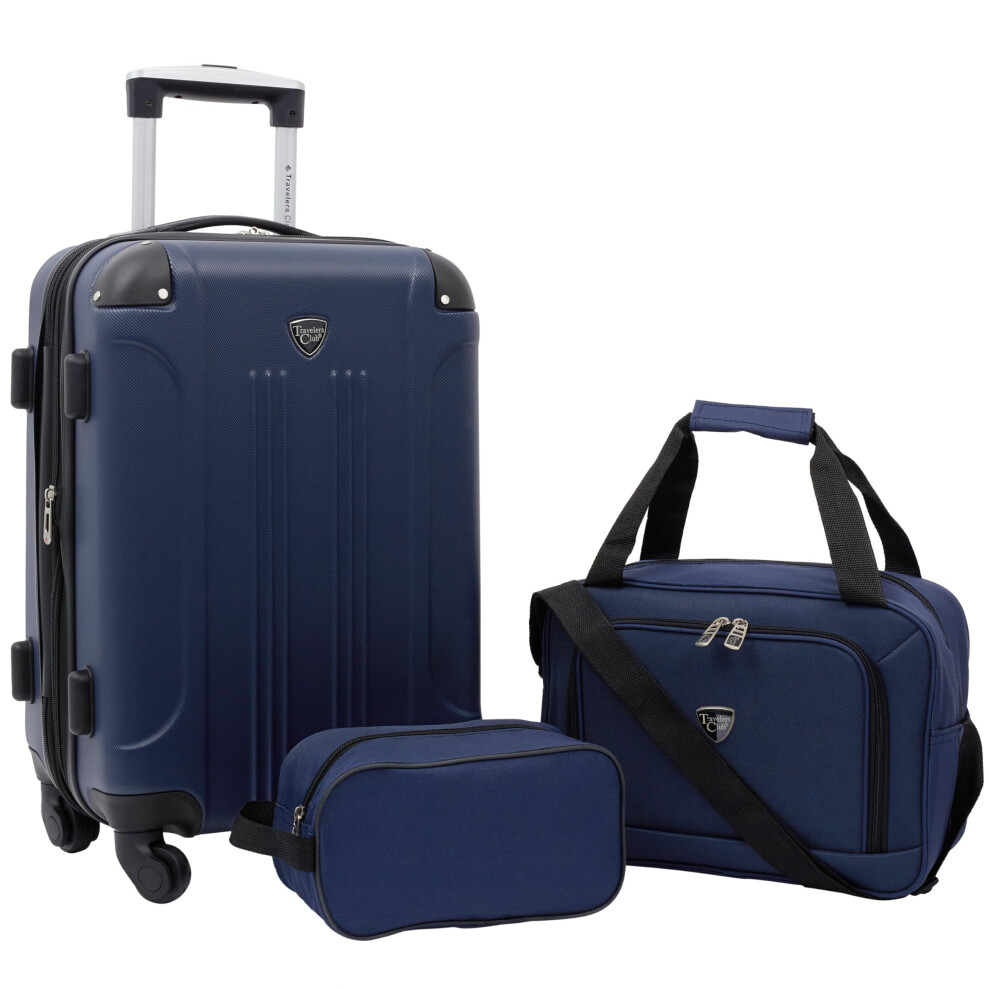 Travelers Club Chicago Hardside Expandable Spinner Luggage  Navy Blue  3 Piece Set-image-OPC-PFY6RZ5-NEW