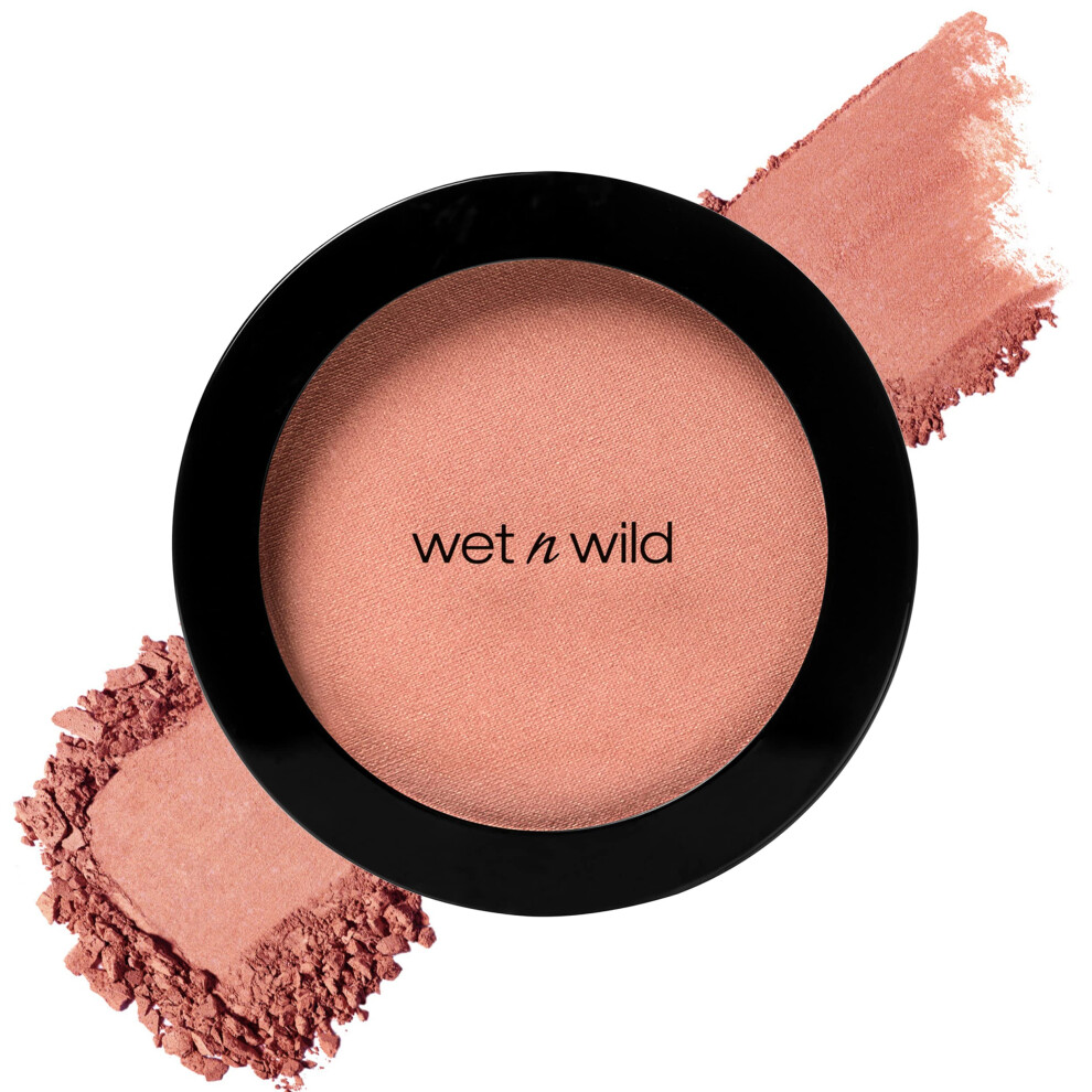 Mojado Y Salvaje Wet N Wild Color Icon Pink Blush Powder Makeup, Pearlescent Pink, Matte Natural Glow, Moisturizing Jojoba Oil
