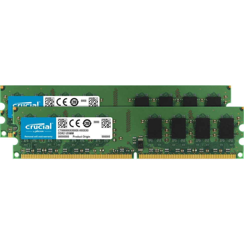 Crucial 4Gb Kit (2Gbx2) Ddr2 800Mhz (Pc2-6400) Cl6 Unbuffered Udimm 24 012300514170