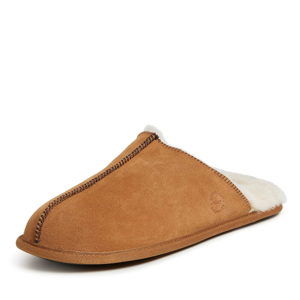 Dearfoams mens Genuine Suede Closed Toe Scuff Slipper Chestnut 9 US