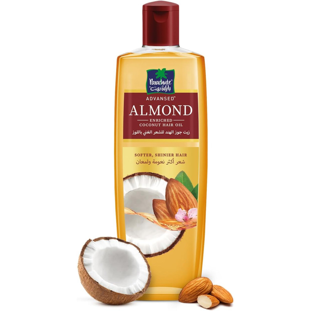 Parachute Advansed Almond with Coconut Oil for Boosts Shine & Softness 300mL | Nourishes Hair | Promotes Healthy Scalp & Strengthening Hair