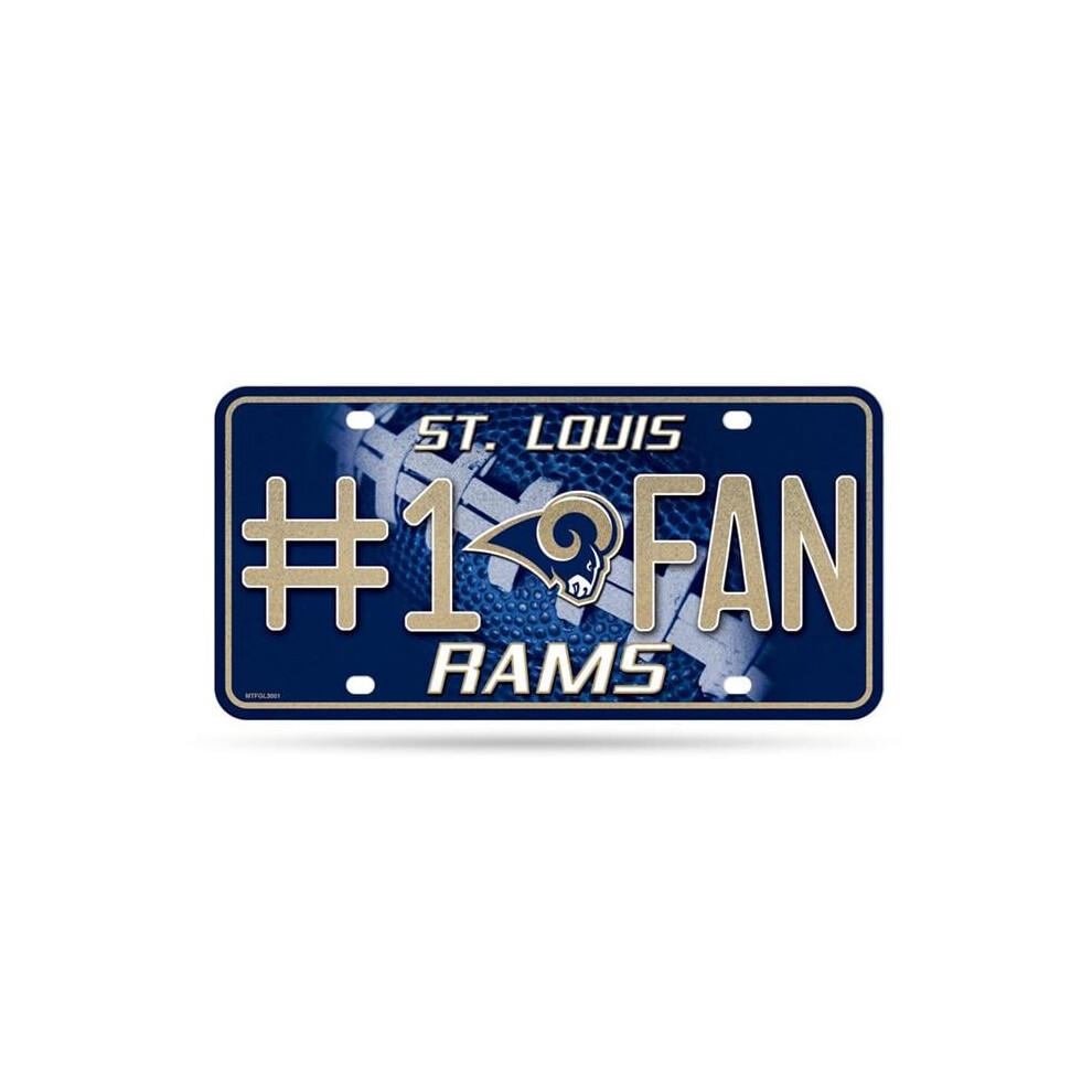 212 Main Mtfgl3001 6 X 12 In. St. Louis Rams No.1 Fan Glitter License Plate 094746831820
