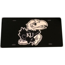 212 Main WCL041415 6 x 12 in. Kansas Jayhawks Logo Black Laser License Plate