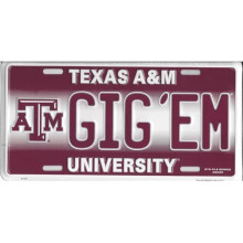 212 Main 2761 6 x 12 in. GIG EM Texas A&M Metal License Plate