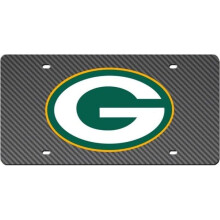212 Main WC32495 6 x 12 in. Green Bay Packers Carbon Fiber Design Laser License Plate