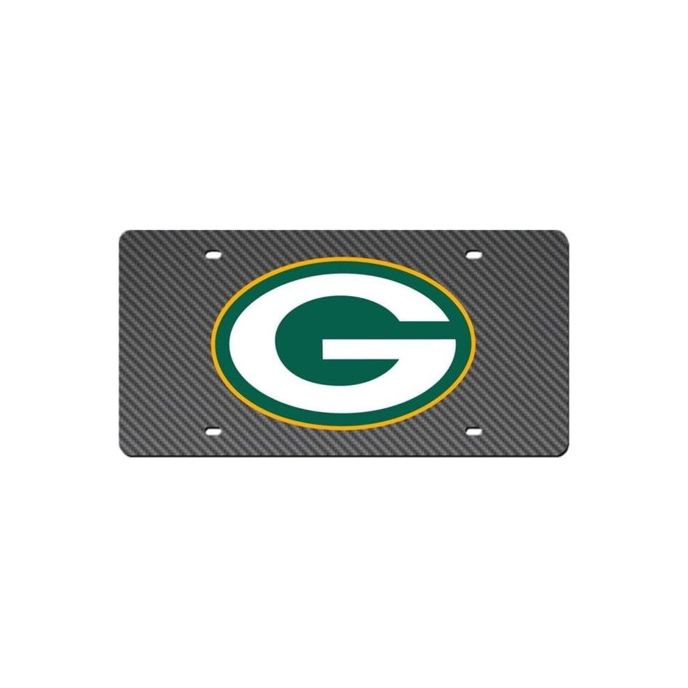 212 Main Wc32495 6 X 12 In. Bay Packers Carbon Fiber Design Laser License Plate Green 614934324950