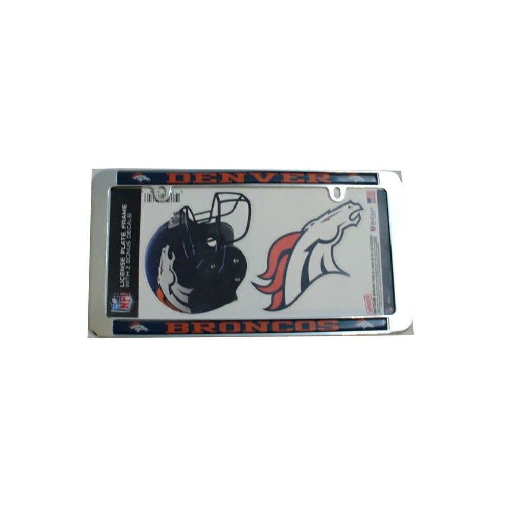 212 Main Wc34377 6 X 12 In. Denver Broncos Thin Rim Value Chrome Frame With Bonus Decals 614934343746