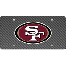 212 Main WC34973 6 x 12 in. San Francisco 49ers Carbon Fiber Design Laser License Plate