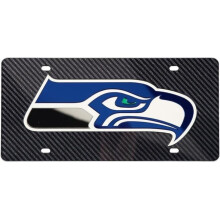212 Main WC35046 6 x 12 in. Seattle Seahawks Carbon Fiber Design Laser License Plate