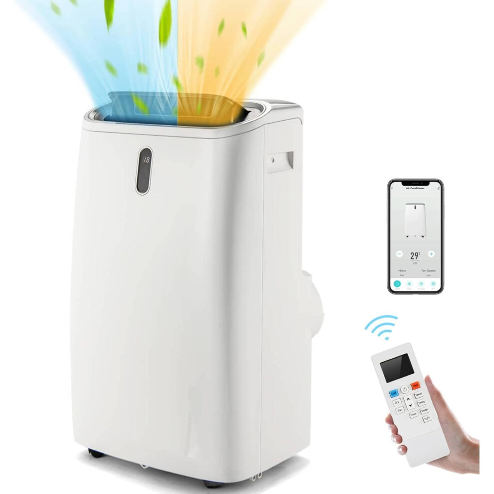 COSTWAY 5 in 1 Portable Air Conditioner with WiFi Smart APP, 12000BTU/14000BTU Mobile Heater, Cooler, Fan