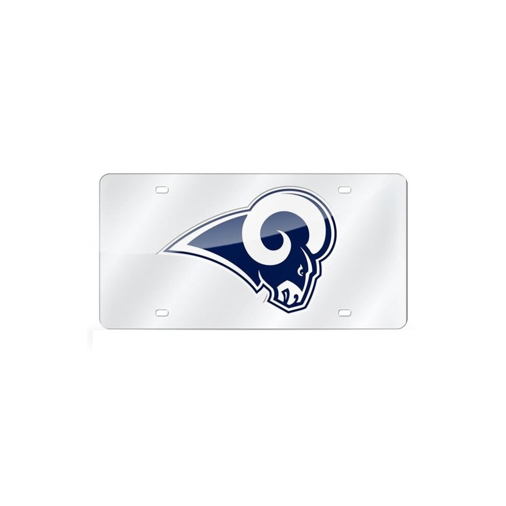 212 Main Lzs3003 6 X 12 In. Los Angeles Rams Laser License Plate Silver 767345352149