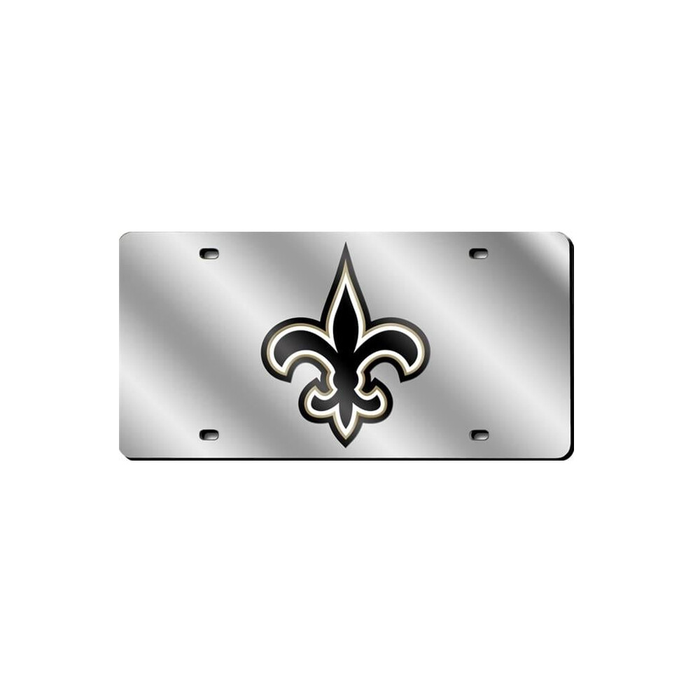 212 Main Lzs1305c 6 X 12 In. Orleans Saints Laser License Plate Silver 094746404802