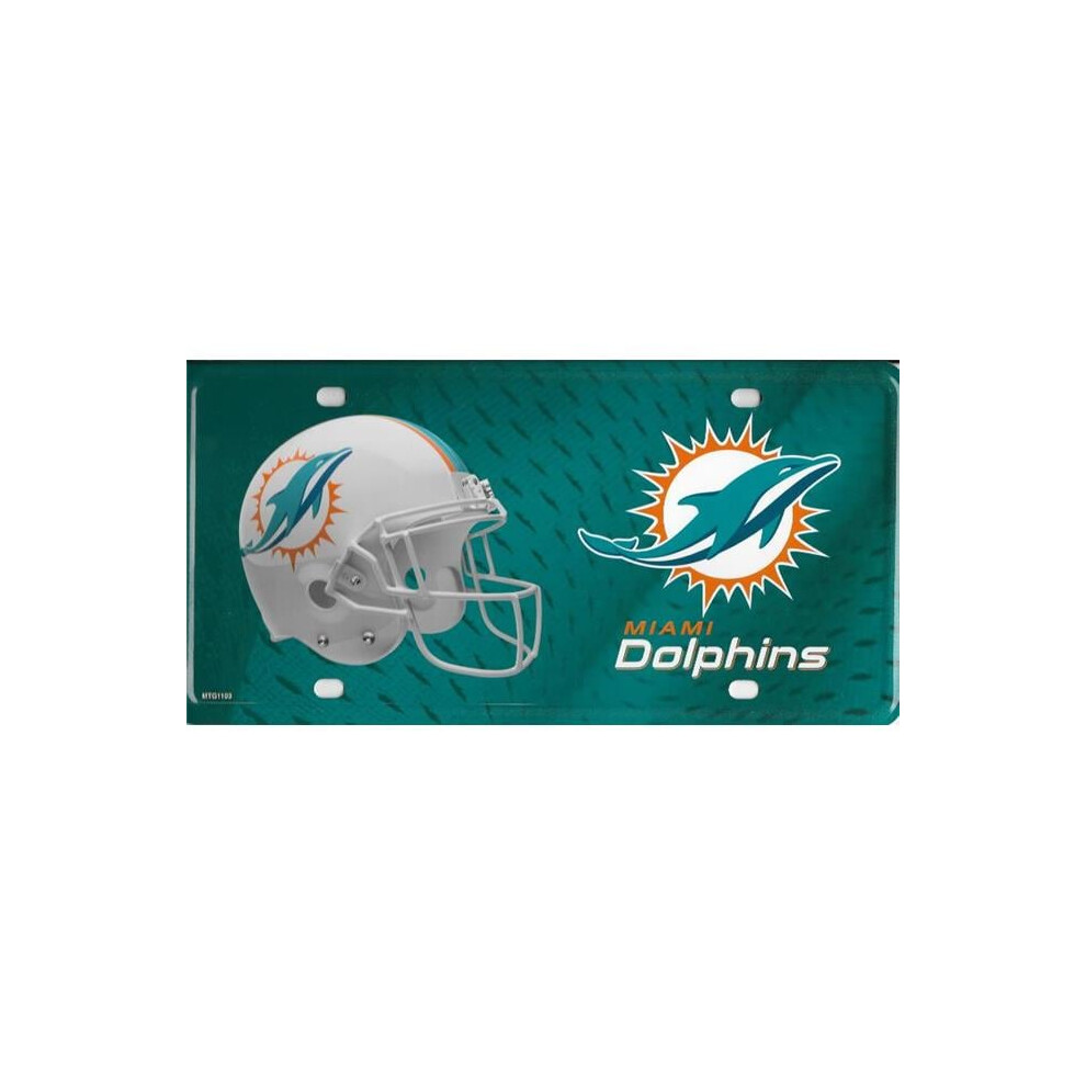 212 Main Mtg1103 6 X 12 In. Miami Dolphins Metal License Plate 767345485168