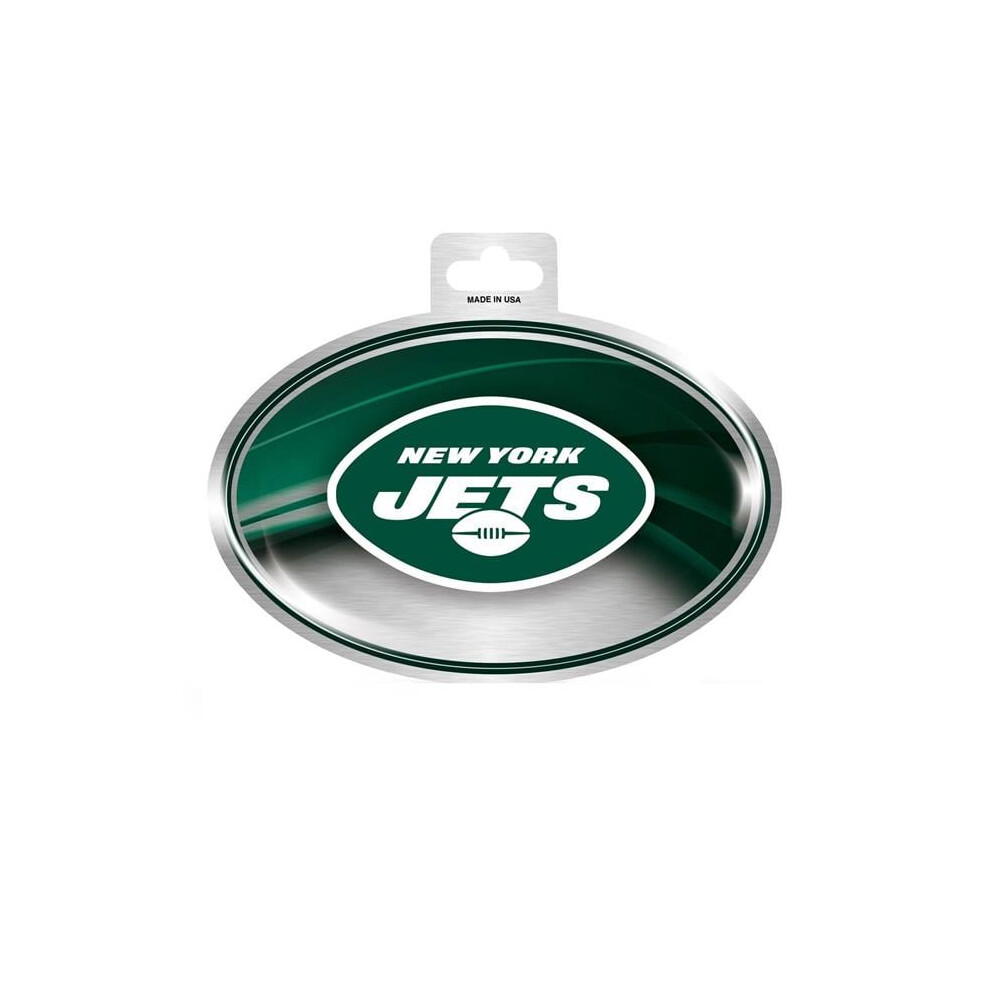 212 Main Ovm2202 4.5 X 3.5 In. York Jets Chrome Die Cut Oval Decal 767345625960