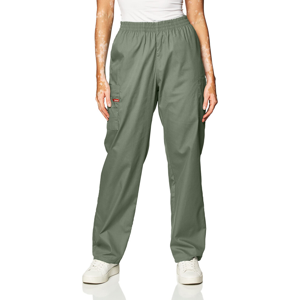 Dickies Women's Signature Elastic Waist Scrubs Pant  Olive  Large Petite